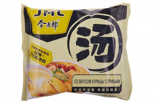 Лапша быстрого приготовления ТМ JML со вкусом грибов и курицы 132 грамма мягкая пачка (1/24 штук)